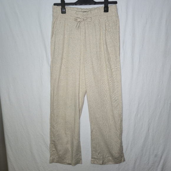 Hollister Pants - Hollister Ladies Beige Linen Style Baggy Tie Front Pants Regular Fit Size Medium